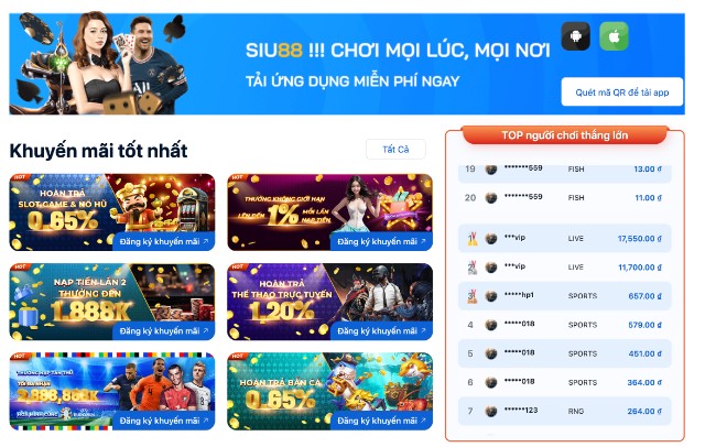 Lưu ý khi thực hiện nạp tiền Siu88