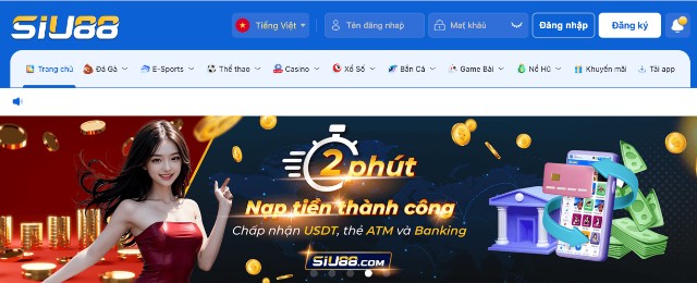 Nhà cái Siu88 cung cấp đa dạng phương thức nạp tiền cược